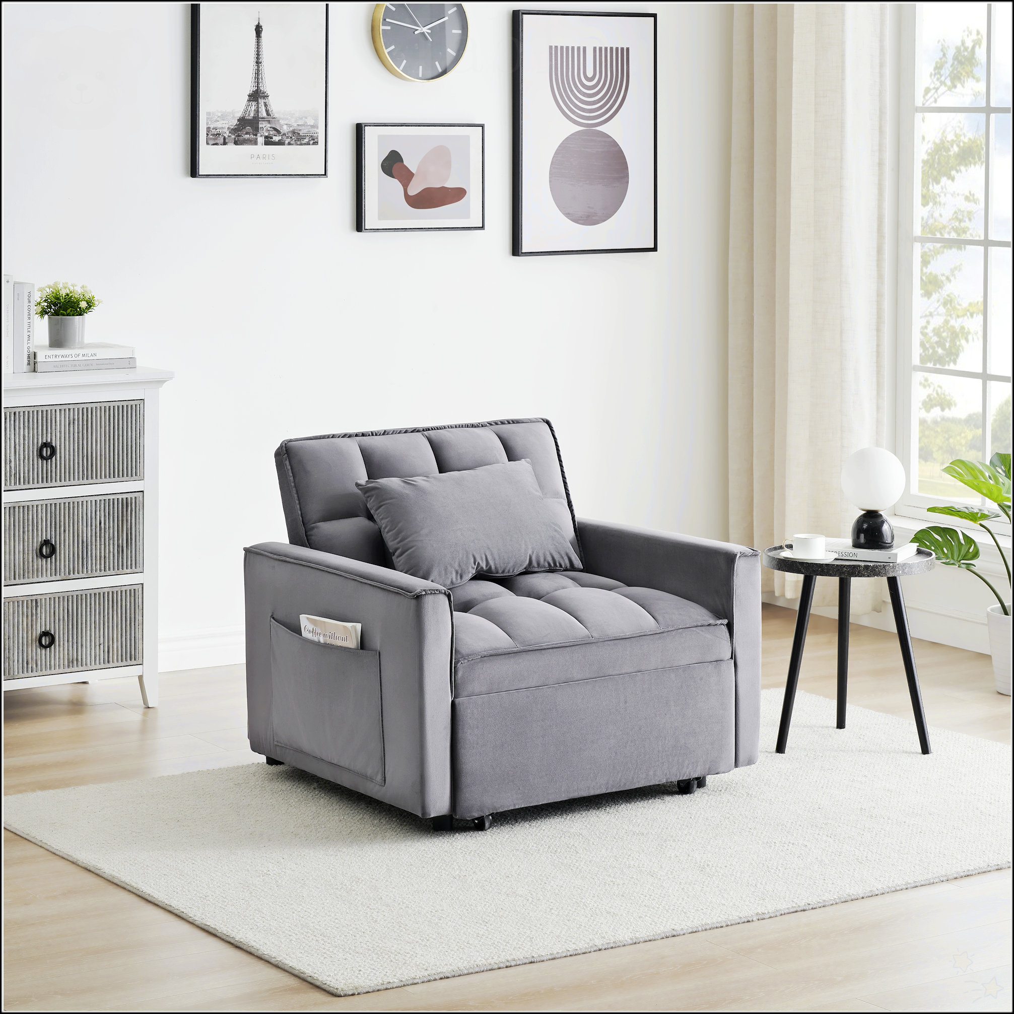 Latitude Run Sofa Bed Chair 3 In 1 Convertible Recliner Single Recliner Suitable For Small Spaces With Adjustable Back Wayfair
